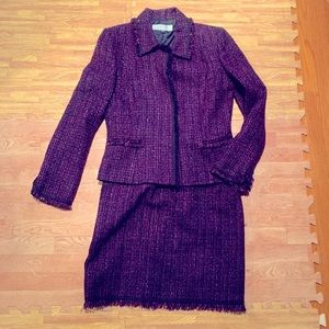TAHARI Arthur Levine TWEED BOUCLE SUIT size 8
